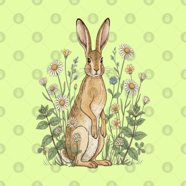 Curious Hare Among Field Flowers by BirdsnStuff