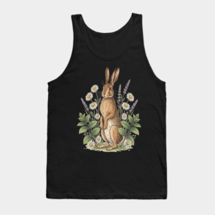 Vintage Meadow Hare and Daisies Tank Top