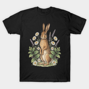 Vintage Meadow Hare and Daisies T-Shirt