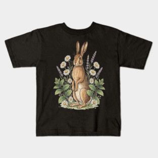 Vintage Meadow Hare and Daisies Kids T-Shirt