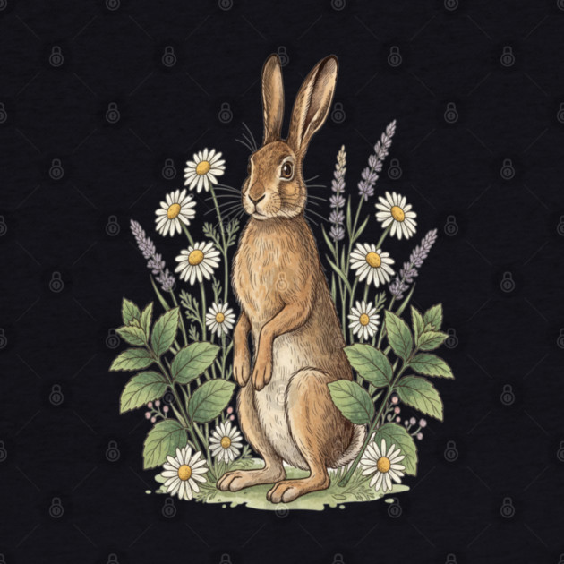 Vintage Meadow Hare and Daisies by BirdsnStuff