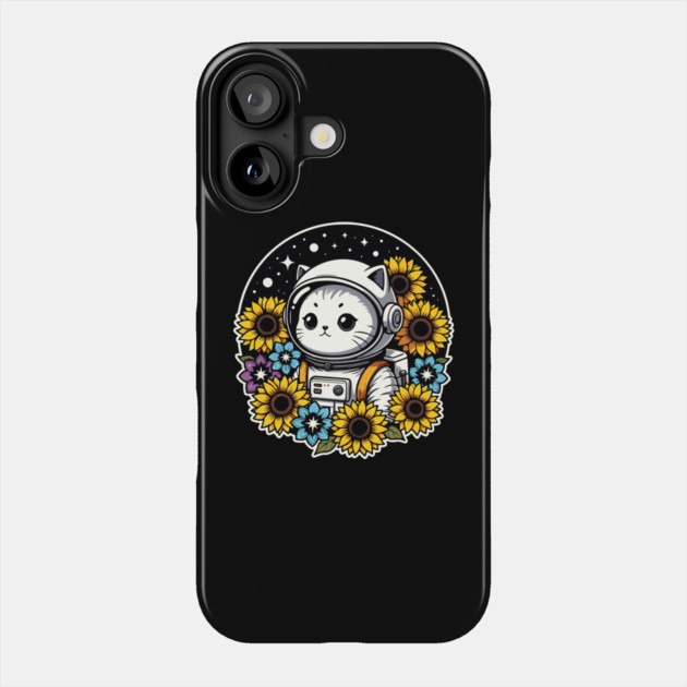 Cosmic Sunflower Kitten Phone Case by Pixel Threads 