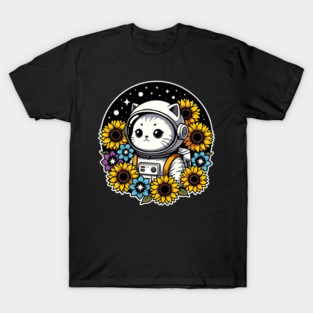 Cosmic Sunflower Kitten T-Shirt