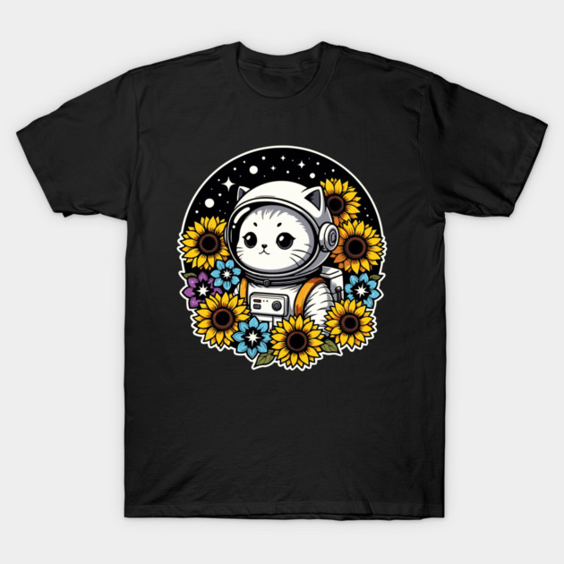 Cosmic Sunflower Kitten T-Shirt by Pixel Threads 