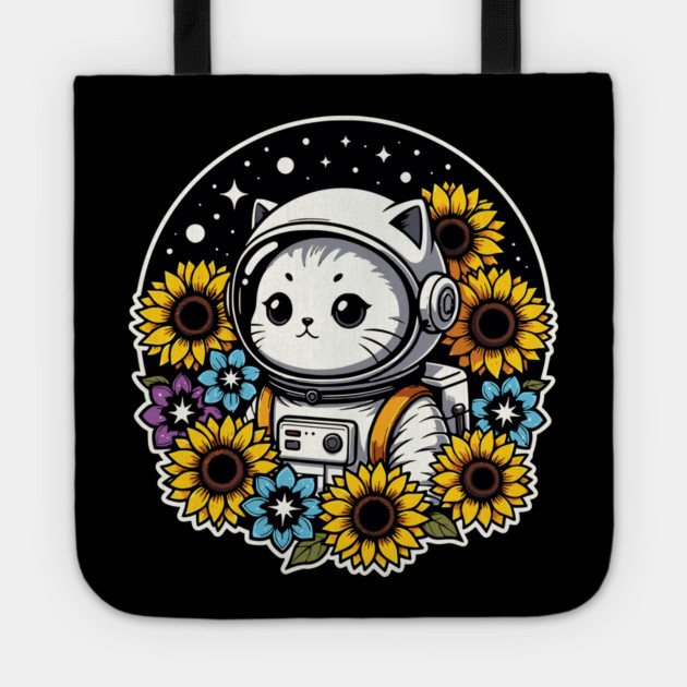 Cosmic Sunflower Kitten Tote by Pixel Threads 