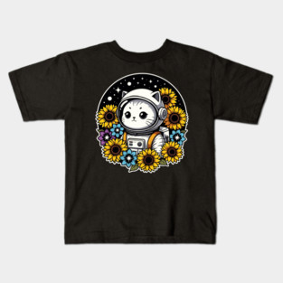 Cosmic Sunflower Kitten Kids T-Shirt