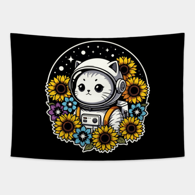 Cosmic Sunflower Kitten Tapestry by Pixel Threads 