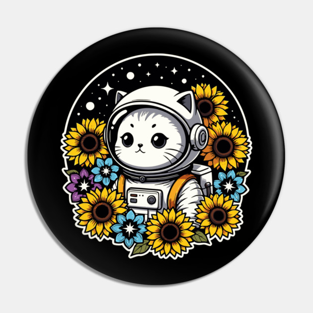 Cosmic Sunflower Kitten Pin by Pixel Threads 