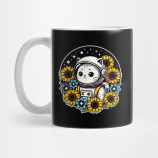 Cosmic Sunflower Kitten Mug