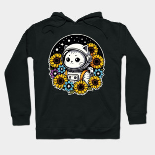 Cosmic Sunflower Kitten Hoodie