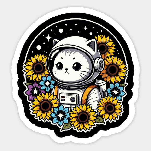 Cosmic Sunflower Kitten Magnet by Pixel Threads 