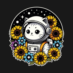 Cosmic Sunflower Kitten T-Shirt