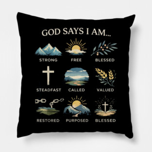God Says I Am Christian Affirmation Design Pillow