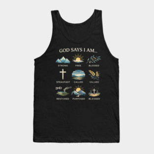 God Says I Am Christian Affirmation Design Tank Top