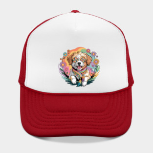 Jackapoo – Happy Floral Boho Dog Art Hat