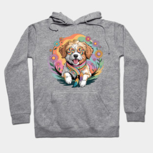 Jackapoo – Happy Floral Boho Dog Art Hoodie