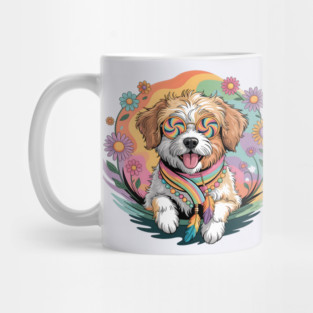 Jackapoo – Happy Floral Boho Dog Art Mug