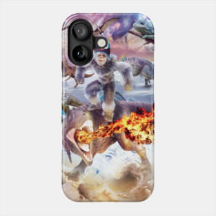 Bigfoot Yeti Sasquatch Riding Dinosaur Phone Case