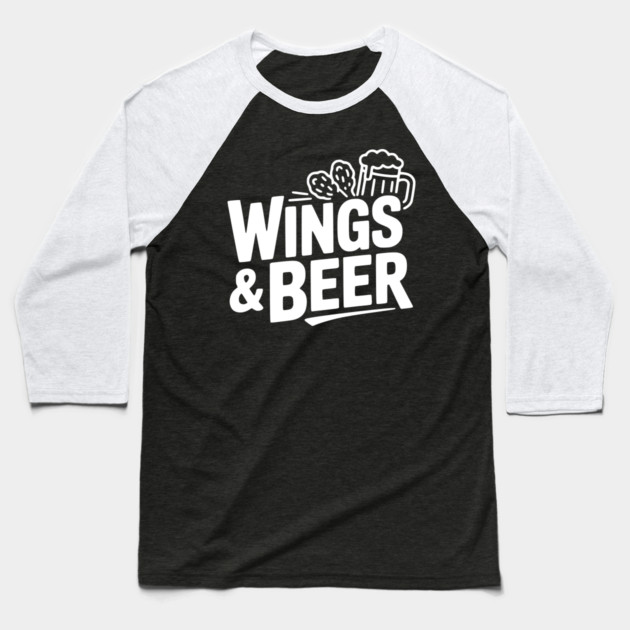 Wings and Beer Baseball T-Shirt by Frank Ring
