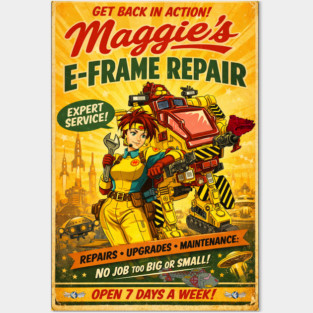 Maggies Exo Repair Shop Posters and Art