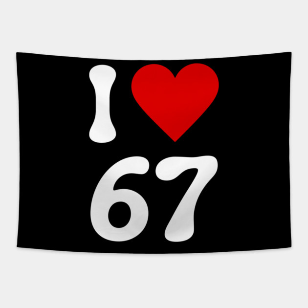 I Love 67 Tapestry by Creatifly Graphic Tees