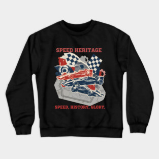 Artistic Racing History Collage with Circuit Maps Crewneck Sweatshirt