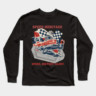Artistic Racing History Collage with Circuit Maps Long Sleeve T-Shirt