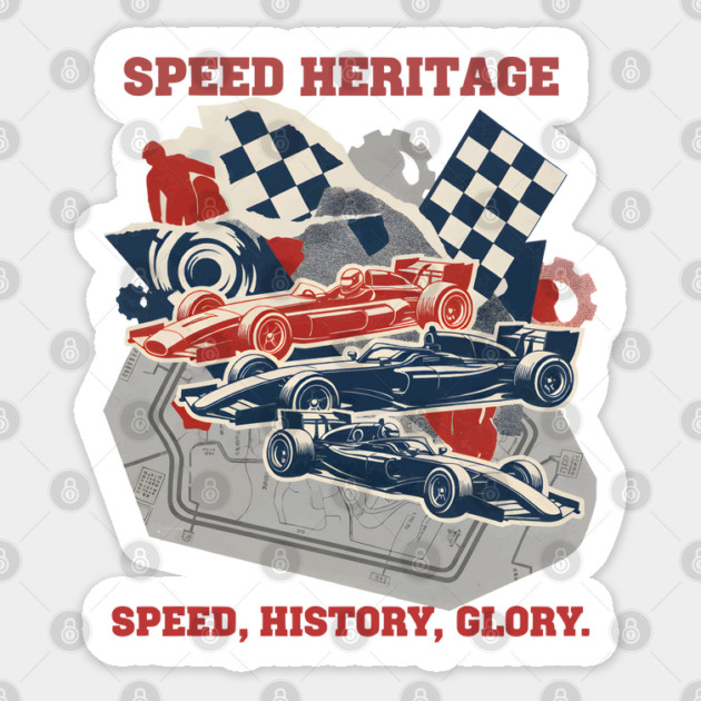 Artistic Racing History Collage with Circuit Maps Sticker by criarthdesign