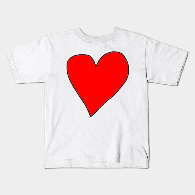 Red Love Heart Kids T-Shirt by Creatifly Graphic Tees