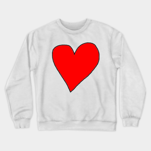 Red Love Heart Crewneck Sweatshirt by Creatifly Graphic Tees