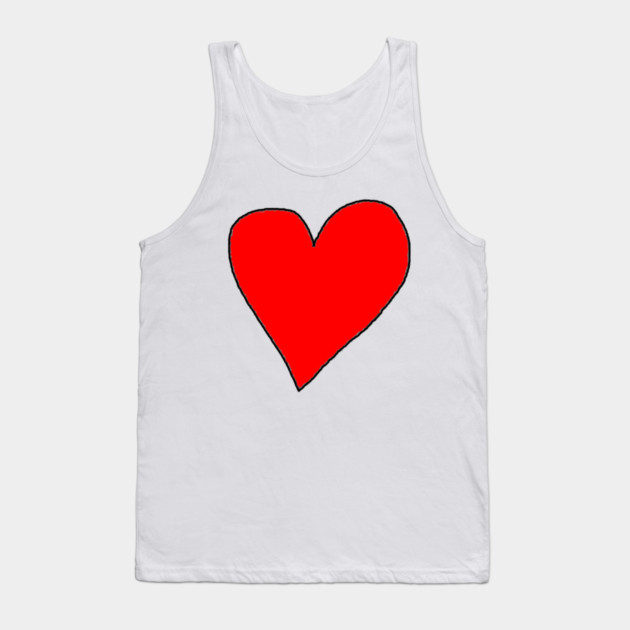 Red Love Heart Tank Top by Creatifly Graphic Tees