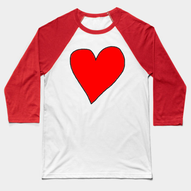 Red Love Heart Baseball T-Shirt by Creatifly Graphic Tees