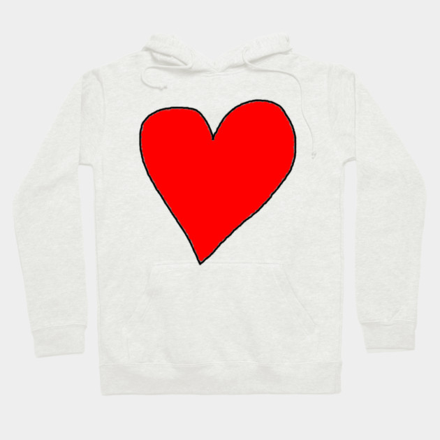 Red Love Heart Hoodie by Creatifly Graphic Tees