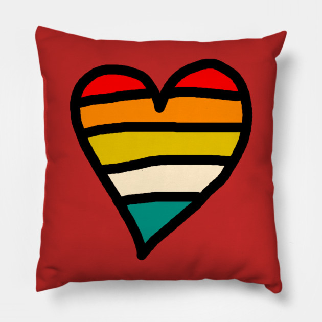 Retro Sunset Heart Pillow by Creatifly Graphic Tees