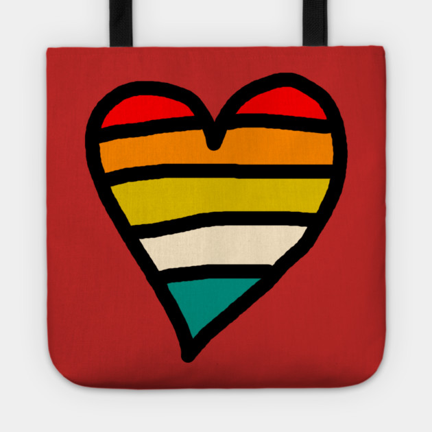 Retro Sunset Heart Tote by Creatifly Graphic Tees