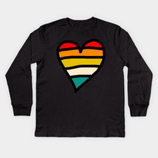 Retro Sunset Heart Kids Long Sleeve T-Shirt