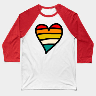 Retro Sunset Heart Baseball T-Shirt
