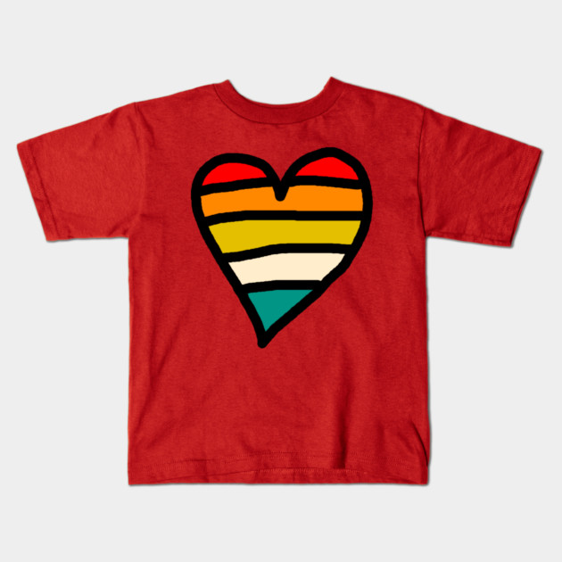 Retro Sunset Heart Kids T-Shirt by Creatifly Graphic Tees