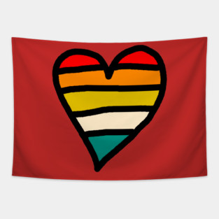 Retro Sunset Heart Tapestry