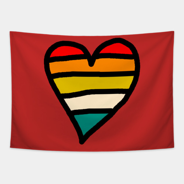 Retro Sunset Heart Tapestry by Creatifly Graphic Tees