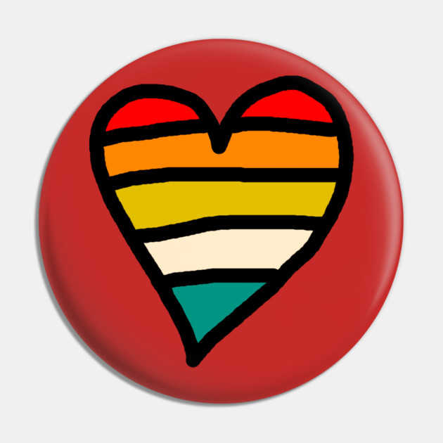 Retro Sunset Heart Pin by Creatifly Graphic Tees