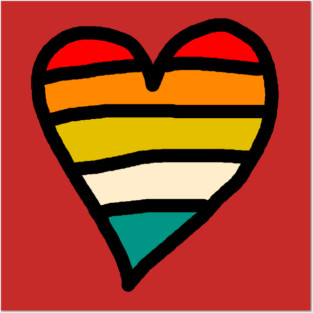 Retro Sunset Heart Posters and Art