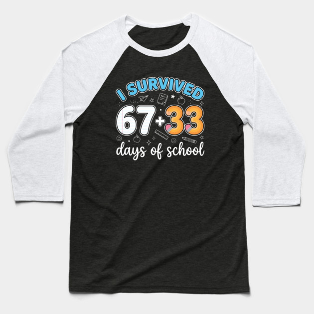 I Survived 100 Days of School Baseball T-Shirt by Creatifly Graphic Tees