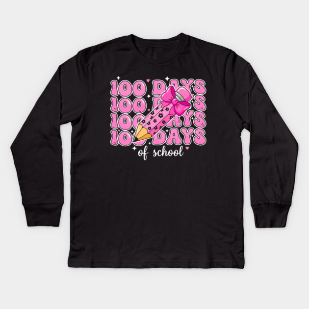 100 Days Of School Kids Long Sleeve T-Shirt by Creatifly Graphic Tees