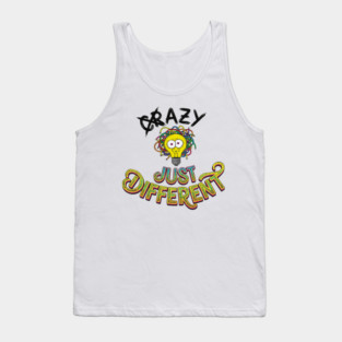 Funny Just Different Lightbulb Neon Typography Design Tank Top
