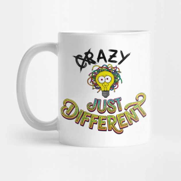 Funny Just Different Lightbulb Neon Typography Design by criarthdesign