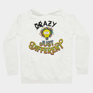 Funny Just Different Lightbulb Neon Typography Design Hoodie