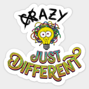 Funny Just Different Lightbulb Neon Typography Design Sticker