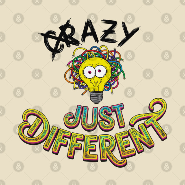 Funny Just Different Lightbulb Neon Typography Design by criarthdesign