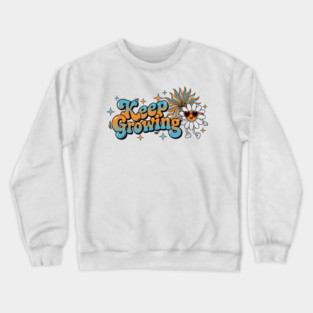 Groovy Retro Daisy - Keep Growing Positive Vibes Crewneck Sweatshirt